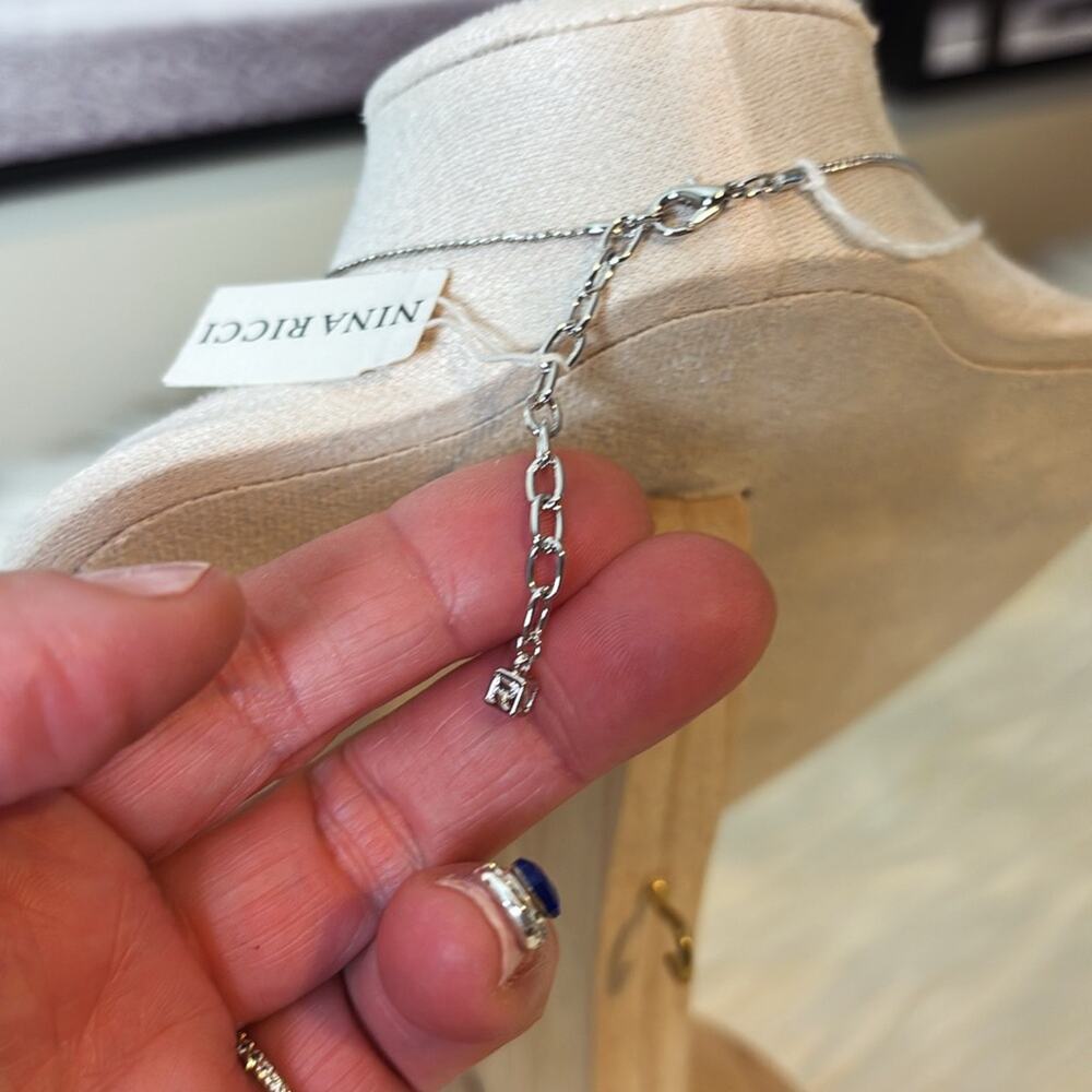 Nina Ricci Silver Crystal Butterfly Necklace - Picture 3 of 3